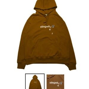Stingwater Classic melting logo and skull patch Hoodie Brown